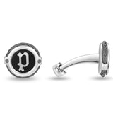 PE WIREGRIP SS,GUN, BLK P LOGO CABLE CUFFLINKS