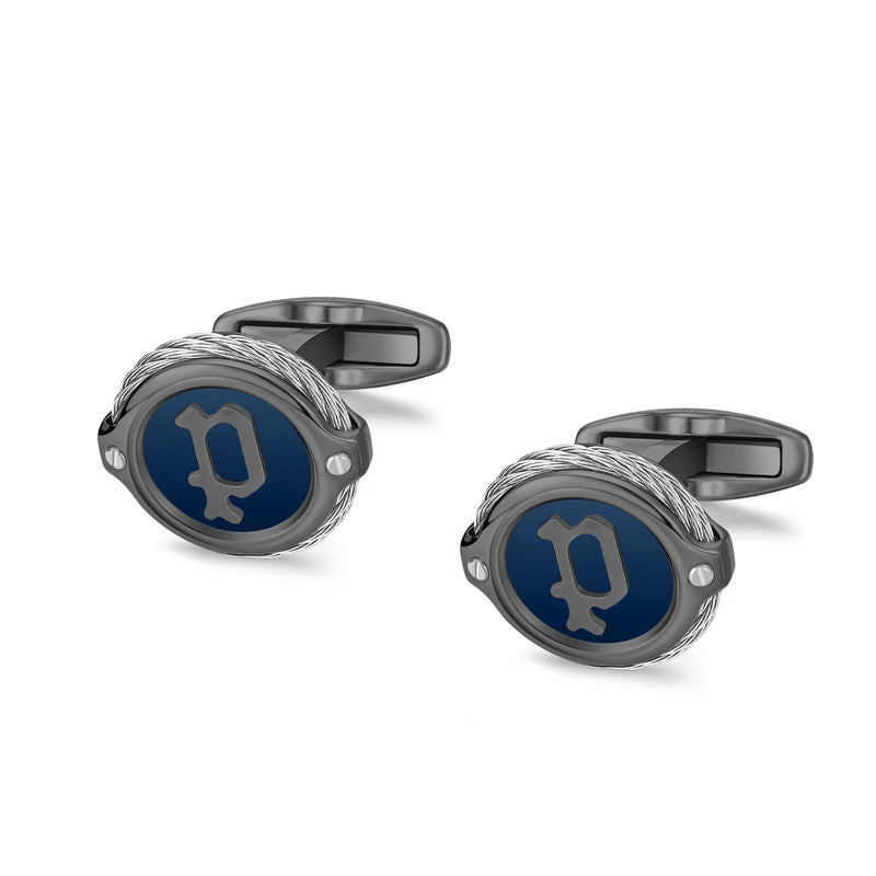 PE WIREGRIP SS,GUN,NAVY P LOGO CABLE CUFFLINKS