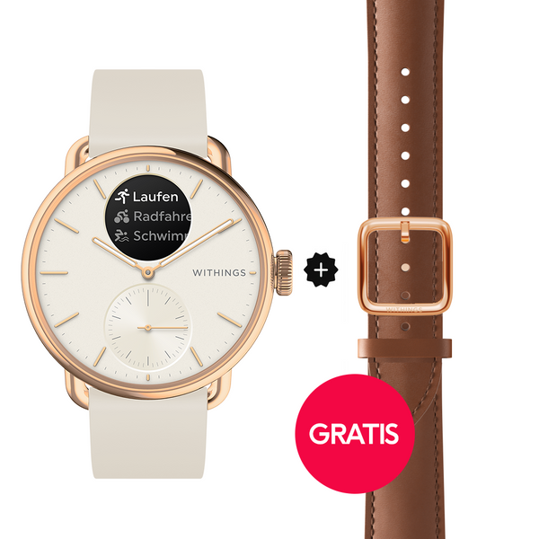 Withings Scanwatch 2 - 38mm Sand | Rose Gold + Free Withings Leather Strap 