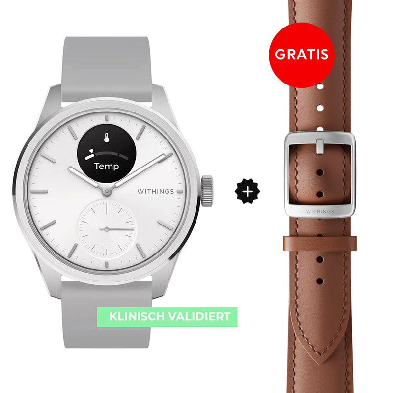 Withings Scanwatch 2 - White 42mm + Gratis Withings Lederarmband