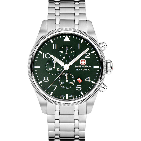 Swiss Military Hanowa Chronograph THUNDERBOLT CHRONO, mit hochwertigem Edelstahl-Armband, Grün