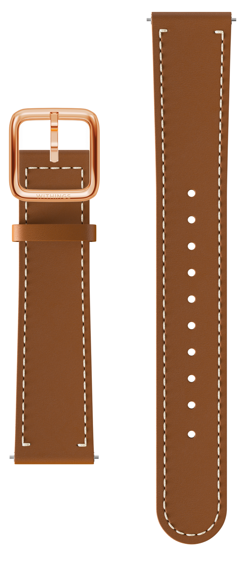 leather wristband brown, rose gold buckle, 18mm