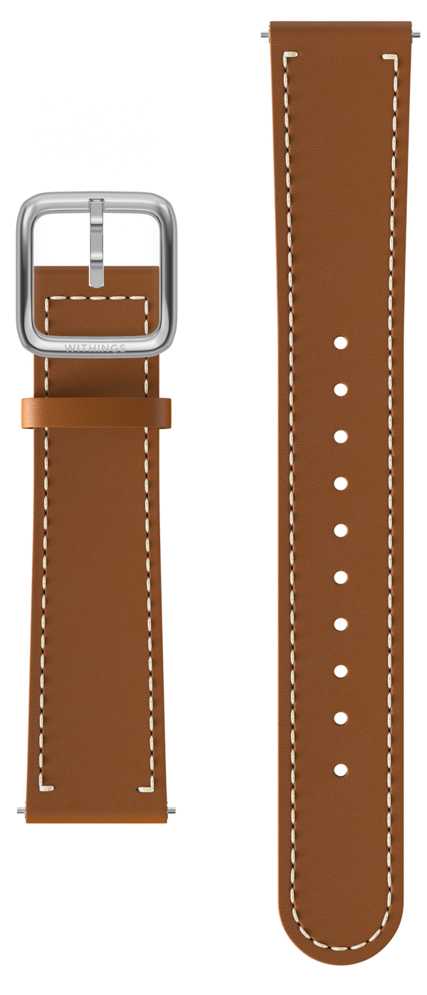 leather Wristband brown, silver buckle 18mm
