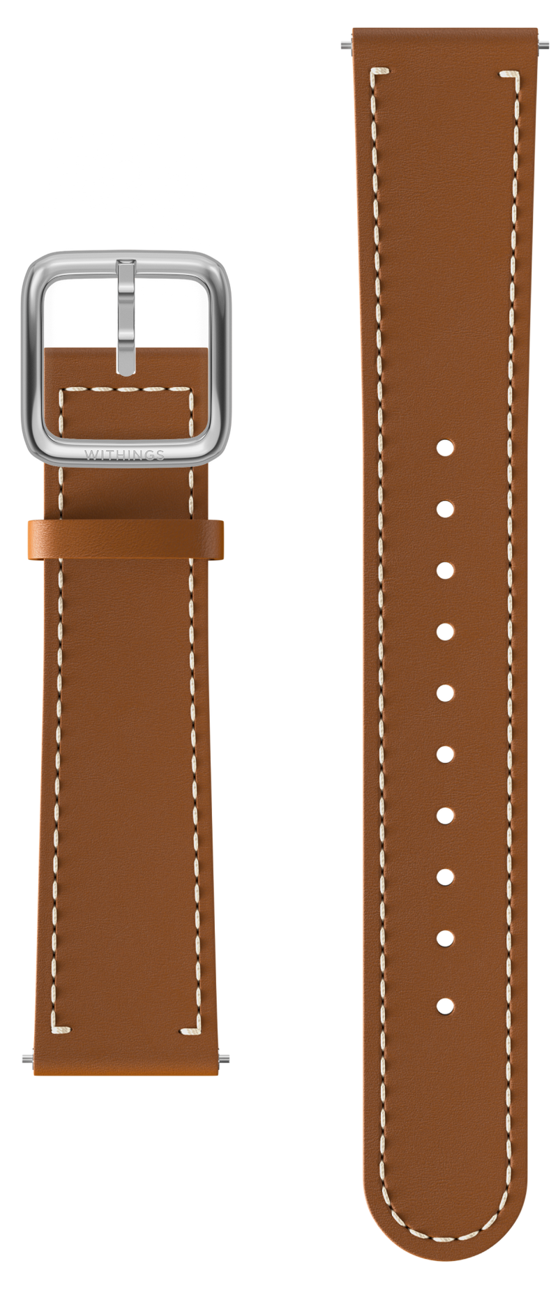 leather wristband brown, silver buckle 18mm