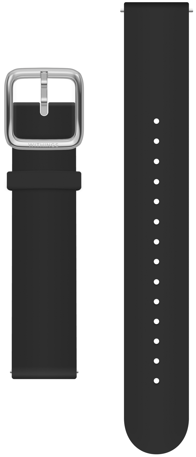 Premium silicone Wristband black 18mm, silver buckle