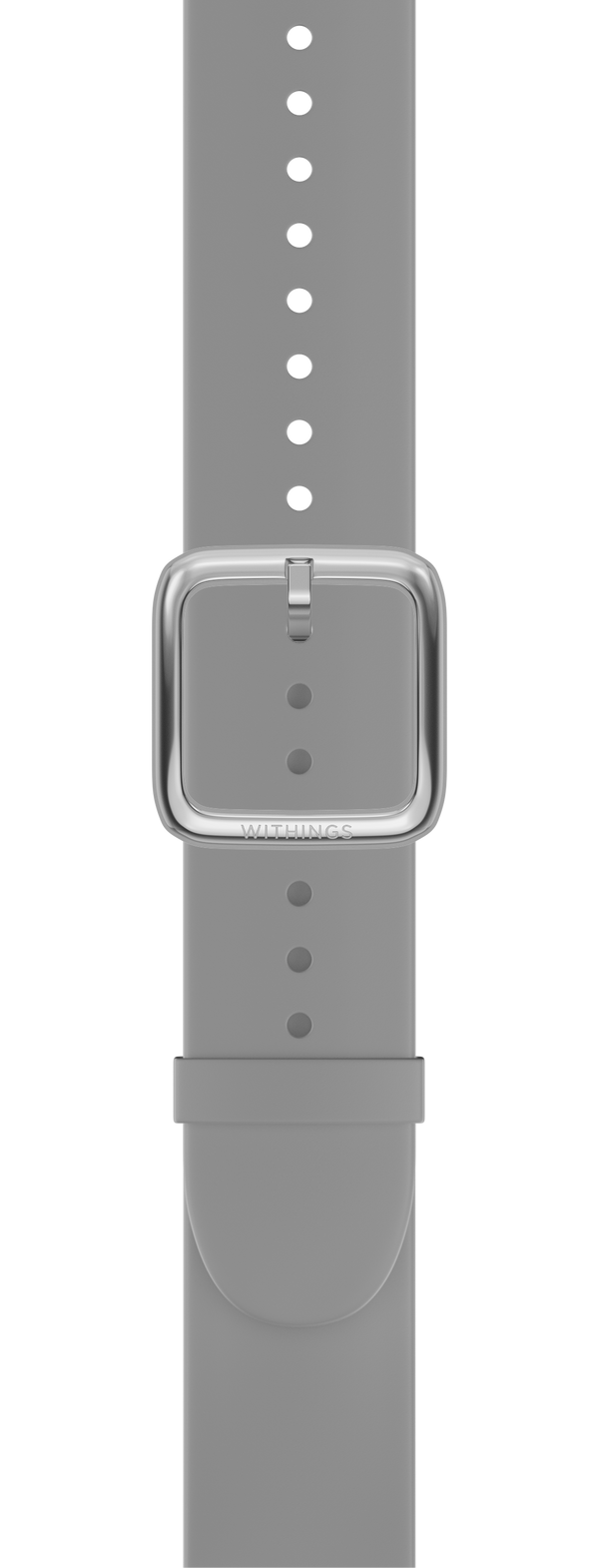 Premium Silicon writsband grey, silver buckle, 18mm