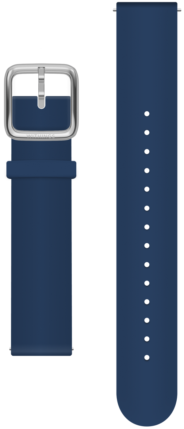 Premium Silicon wristband nightblue, silver buckle, 20mm